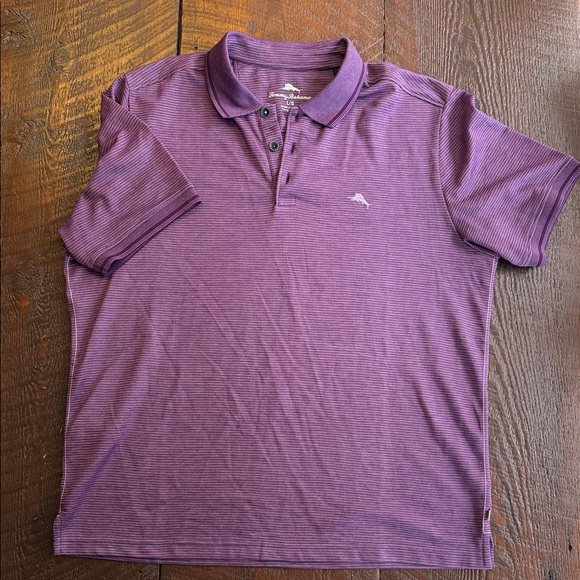 Tommy Bahama Other - Tommy Bahama IslandZone Polo Men’s L Purple Striped Golf Shirt